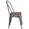 Merrick Lane Stackable Metal Vertical Slat Back Dining Chair with Textured Wood Seat